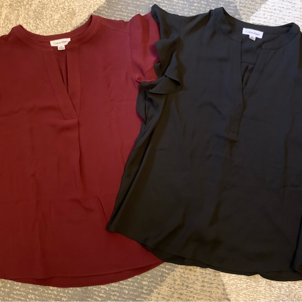 Calvin Klein Blouses - Burgundy and Classic Black
